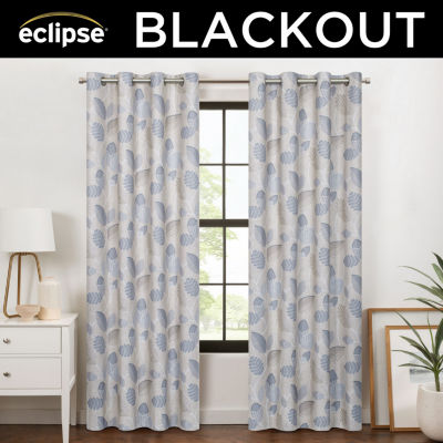 Eclipse Larissa Leaf Grommet Top 100% Blackout Single Curtain Panel