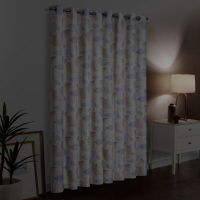 Eclipse Larissa Leaf Grommet Top 100% Blackout Single Curtain Panel