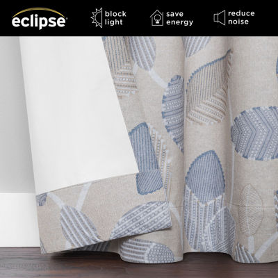 Eclipse Larissa Leaf Grommet Top 100% Blackout Single Curtain Panel
