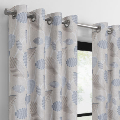 Eclipse Larissa Leaf Grommet Top 100% Blackout Single Curtain Panel