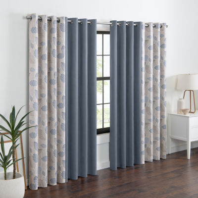 Eclipse Larissa Leaf Grommet Top 100% Blackout Single Curtain Panel