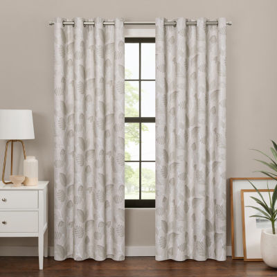 Eclipse Larissa Leaf 100% Blackout Grommet Top Single Curtain Panel