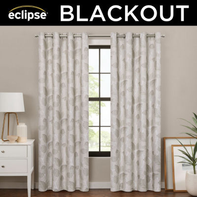 Eclipse Larissa Leaf 100% Blackout Grommet Top Single Curtain Panel