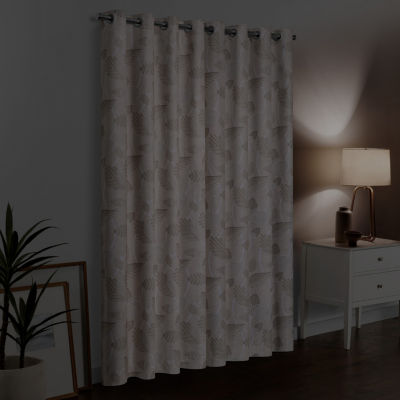 Eclipse Larissa Leaf 100% Blackout Grommet Top Single Curtain Panel