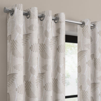 Eclipse Larissa Leaf 100% Blackout Grommet Top Single Curtain Panel