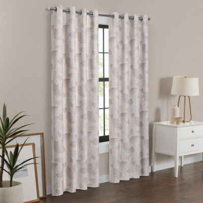 Eclipse Larissa Leaf 100% Blackout Grommet Top Single Curtain Panel