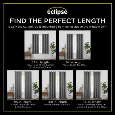 Eclipse Larissa Grommet Top 100% Blackout Single Curtain Panels