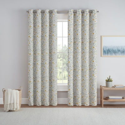 Eclipse Dutchess Botanical Grommet Top 100% Blackout Single Curtain Panels