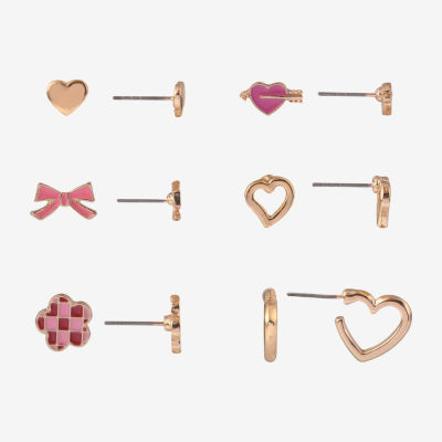Arizona Gold Tone Gold Tone Heart 6 Pair Earring Set