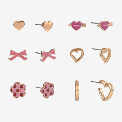 Arizona Gold Tone Gold Tone Heart 6 Pair Earring Set