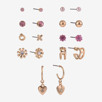 Arizona Gold Tone Gold Tone Flower 9 Pair Earring Set