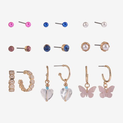 Arizona Gold Tone Gold Tone Butterfly 9 Pair Earring Set