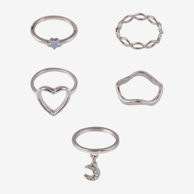 Arizona Silver Tone Girls Heart Ring Sets