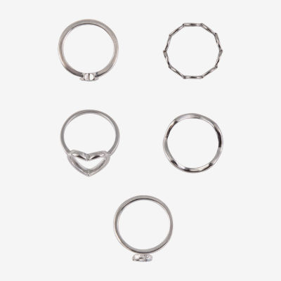 Arizona Silver Tone Girls Heart Ring Sets