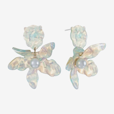 Bijoux Bar Simulated Pearl Flower Drop Earrings