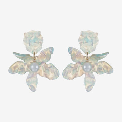 Bijoux Bar Simulated Pearl Flower Drop Earrings