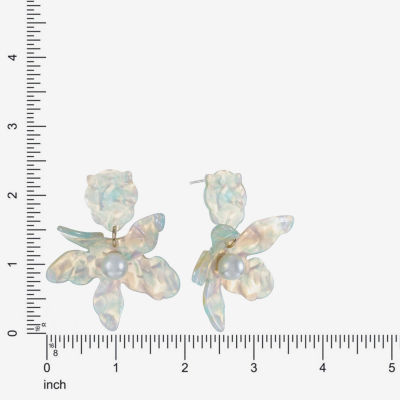 Bijoux Bar Simulated Pearl Flower Drop Earrings