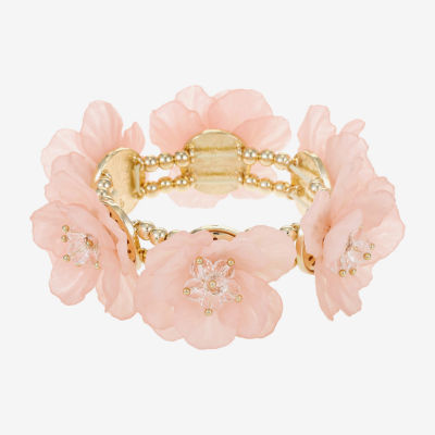 Bijoux Bar Gold Tone Flower Stretch Bracelet