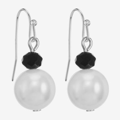 Mixit Silver Tone Womens Simulated Pearl Drop Earrings