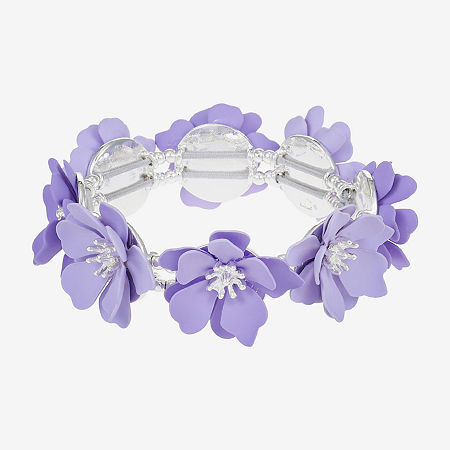 Liz Claiborne Flower Stretch Bracelet, One Size, Purple