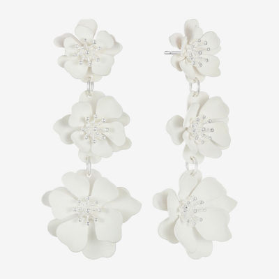 Liz Claiborne Womens Flower Hypoallergenic Drop Earrings