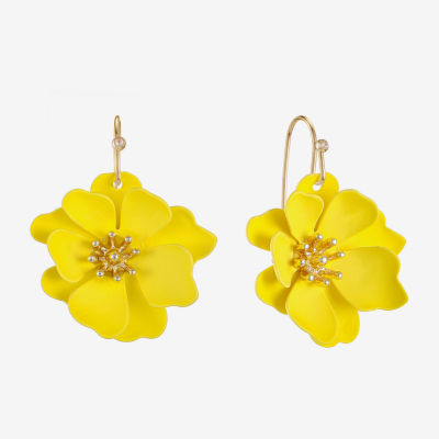 Liz Claiborne Womens Flower Drop Earrings