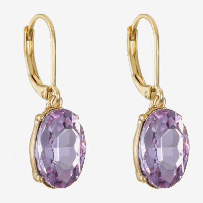 Monet Jewelry Purple Glass Oval Drop Earrings