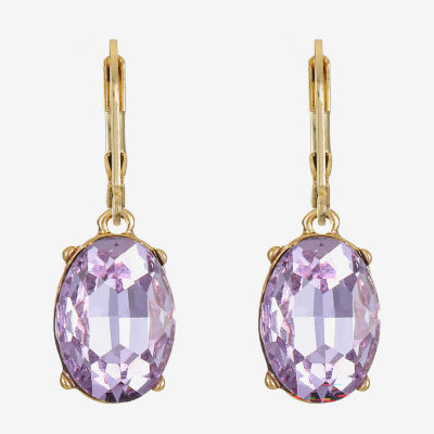 Monet Jewelry Purple Glass Oval Drop Earrings