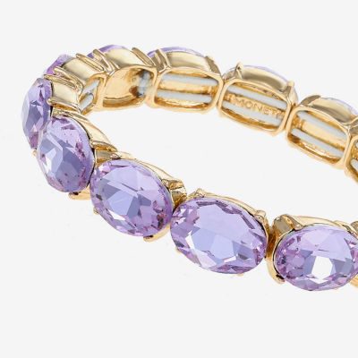 Monet Jewelry Purple Glass Oval Stretch Bracelet