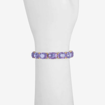 Monet Jewelry Purple Glass Oval Stretch Bracelet