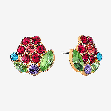 Monet Jewelry Gold Tone Glass 16.7mm Flower Stud Earrings, One Size, Multiple Colors