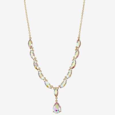 Monet Jewelry Gold Tone Womens Glass 17 Inch Y Necklace