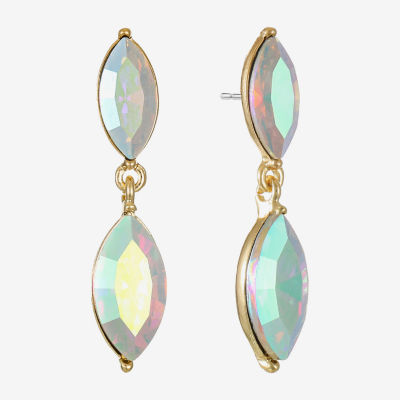 Monet Jewelry Gold Tone Womens Glass Marquise Hypoallergenic Drop Earrings