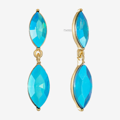 Monet Jewelry Gold Tone Glass Marquise Drop Earrings