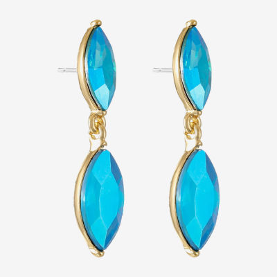Monet Jewelry Gold Tone Glass Marquise Drop Earrings