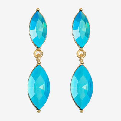 Monet Jewelry Gold Tone Glass Marquise Drop Earrings