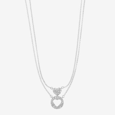 Liz Claiborne Womens 2-pc. Glass Heart Necklace Set