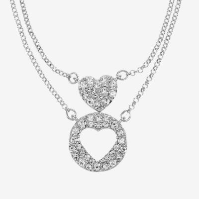 Liz Claiborne Womens Glass Heart 2-pc. Necklace Set