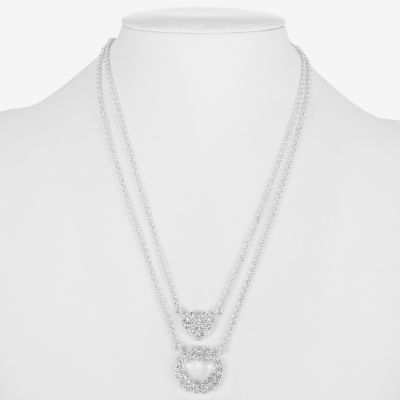 Liz Claiborne Womens Glass Heart 2-pc. Necklace Set