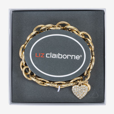 Liz Claiborne Womens Glass Heart Stretch Bracelet
