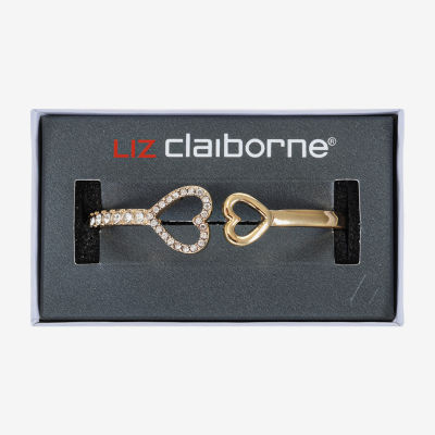 Liz Claiborne Womens Glass Heart Bangle Bracelet