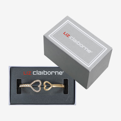 Liz Claiborne Womens Glass Heart Bangle Bracelet