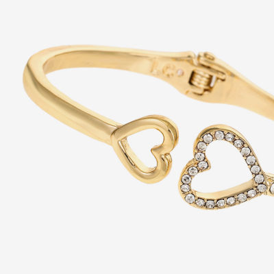 Liz Claiborne Womens Glass Heart Bangle Bracelet