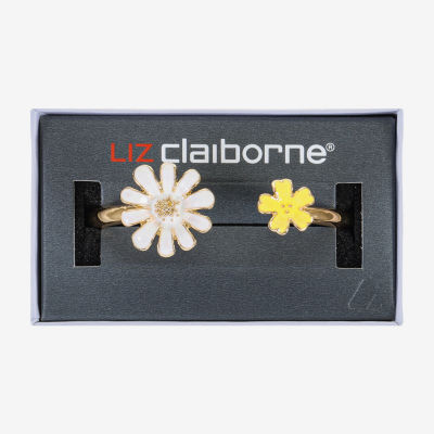 Liz Claiborne Gold Tone Womens Flower Bangle Bracelet