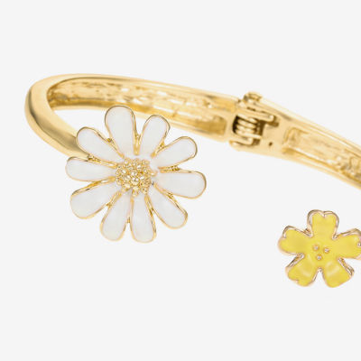 Liz Claiborne Gold Tone Womens Flower Bangle Bracelet