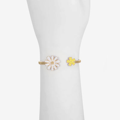 Liz Claiborne Gold Tone Womens Flower Bangle Bracelet
