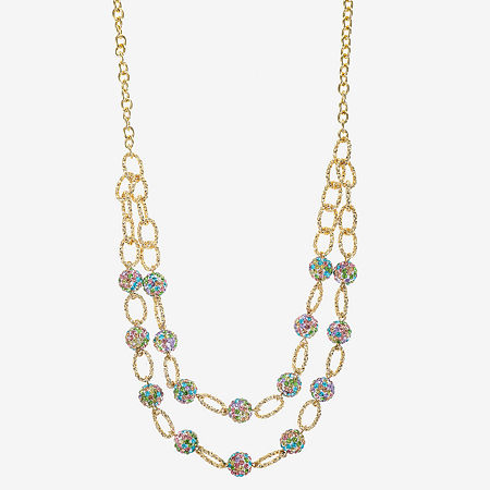 Monet Jewelry Womens Glass 18 Inch Strand Necklace In Gold