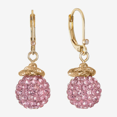 Monet Jewelry Womens Pink Glass Round Drop Earrings