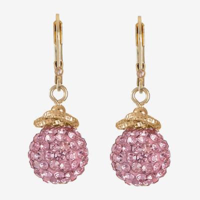 Monet Jewelry Womens Pink Glass Round Drop Earrings