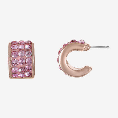 Monet Jewelry Womens Pink Glass 13mm Hypoallergenic Hoop Earrings